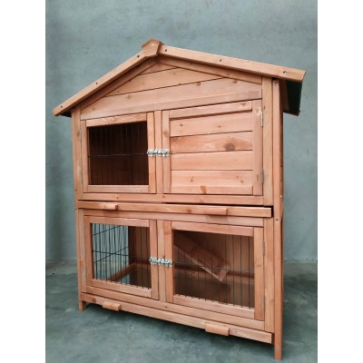 Double Story Rabbit Chicken Chook Guinea Pig Ferret Hutch House Coop Cage